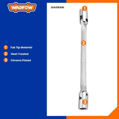 Wadfow WTH2E0 8mm to 19mm 2-Head Flexible Socket Wrench
