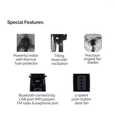 Union 16inches Stand Fan / Electric Fan with built in Music Player UGSF-1647(BLK)