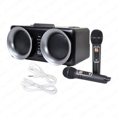 Kevler Kix Audio Dual 4" Portable Bluetooth Speaker 100W with 2 UHF Wireless Mic JAM-300