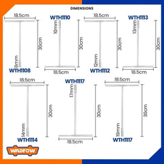Wadfow T Wrench Handle Socket Tools 8mm to 19mm