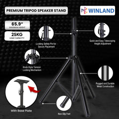 Winland Premium Metal Tripod Speaker Stand Max 25Kg / 65.9 Inches