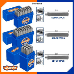 Wadfow 9pcs / 27pcs (3mm-6mm) Durability and Sharpness Letter Punches Numbers & Alphabetical letters