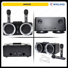 Kevler Kix Audio Dual 4" Portable Bluetooth Speaker 100W with 2 UHF Wireless Mic JAM-300