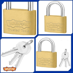 Wadfow Brass Padlock Durable 20mm-50mm with 3 Pcs Iron Keys