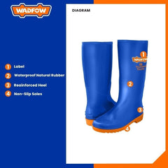 Wadfow Rain Boots 100% New Virgin Pvc w/ Size 39 to 46 / Nitrile With Anti-Slip Sole