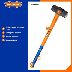 Wadfow Long Handle Sledge Hammer w/ Fiberglass Handle