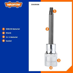Wadfow WSC521 Hexagonal 1/2" Long Torx Bit Socket