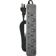 Royu Extension Cord Overload & Surge Protected 4 Outlets w/ Individual Switch REDEC704