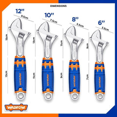 Wadfow Adjustable Wrench with Two Tone Soft Handle 6-12 Inches