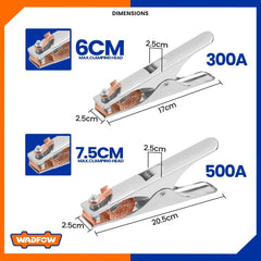 Wadfow 300A/500A Welding Ground Clamp w/ Chromed Steel Handle