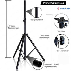 Winland Premium Metal Tripod Speaker Stand Max 25Kg / 65.9 Inches