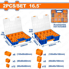 Wadfow by Winland 2PCS/SET 16.5 Inch Plastic Organizer Boxes for Smaller Components WTB1633 WAD-HT