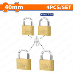 Wadfow by Winland 4PCS/Set 40mm Heavy Duty Key-Alike Brass Padlock Padlock Durable WPDT444 WAD-HT