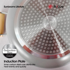 Slique Dutch Oven Pan 20cm | 24cm Stainless Steel Multi Layer Non-Stick Ceramic Coating-Grey