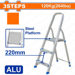 Wadfow by Winland Aluminum & Steel Non-slip Steps with Wide Platform Household Ladder WAD-HT