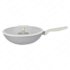 Masflex by Winland 24cm-28cm Non Stick Ultimate Forged Wok Pan with Glass Lid Induction Base