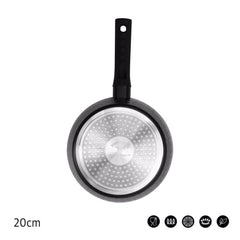 Eurochef by Winland 20cm Non-Stick 3D Diamond Sauce Pan w/ Cover Glass Lid Handle Aluminum Cookware