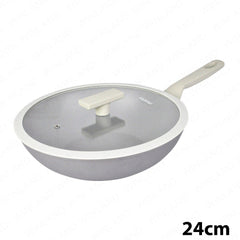 Masflex by Winland 24cm-28cm Non Stick Ultimate Forged Wok Pan with Glass Lid Induction Base