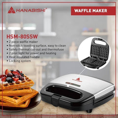 Hanabishi by Winland Waffle Maker Waffle Toaster Non-Stick Pan Stainless Steel Body HSM80SSW