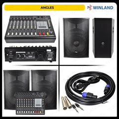 Konzert by Winland 3pcs Home Gig Studio Set 1pc Active Mixer and 2pcs 15" Passive Speaker HGS-8120