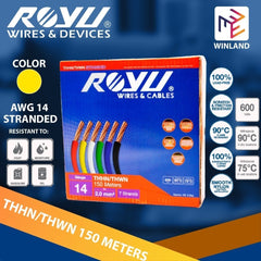 Royu THHN/THWN Stranded Wire 2mm² AWG14 Stranded 150 meters Pure Copper