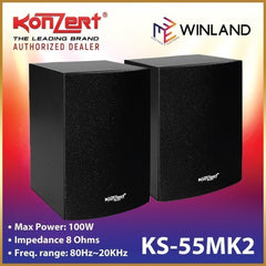 Konzert by Winland 2pcs 5 Inch 2-Way 100Watts Bookshelf Speaker System (Black) KS-55MK2