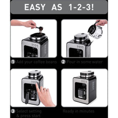 Hanabishi by Winland 2 in 1 4 Cups Coffee Bean Grinder and Coffee Maker Coffee Machine HGRCM2IN1