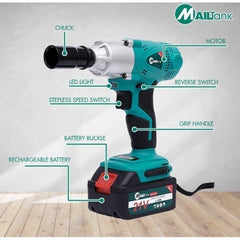 Mailtank by Winland 21V Cordless 1/2 inch Impact Wrench Brushed Electric Wrench w/ 2 Li-ion Battery