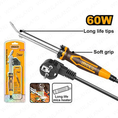 Ingco by Winland Electric Soldering Iron with Flat Curved Tip And Steel Holder 60W SI0368 ING-HT