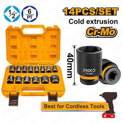 Ingco 14PCS/Set 1/2inches DR. Impact Socket Set HKISSD12141 ING-HT