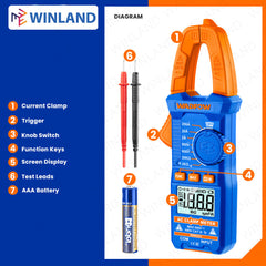 Wadfow by Winland 3PCS/SET Test Kit Voltage Detector, Digital Multimeter & AC Clamp MeterWAD-HT