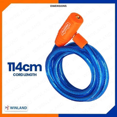 Wadfow 12mmx800mm | 12mmx1200mm | 15mmx1200mm Bicycle Lock/Safety Lock w/ 2PCS Iron Keys