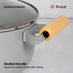 Slique Dutch Oven Pan 20cm | 24cm Stainless Steel Multi Layer Non-Stick Ceramic Coating-Grey