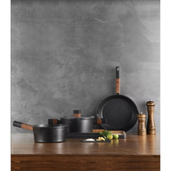 Eurochef by Winland 24cm Non-Stick Round Marble Casserole EC05 w/Tempered Glass Silicone Lid Cover