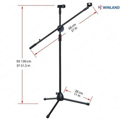 Winland Professional 51.5 Inches Adjustable Microphone Stand Mic Stand Boom Tripod Base
