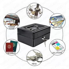 Wadfow by Winland 0.7L/1.4L/2.9L/4.1L/6.5L Volume Capacity Metal Safety Box For Money with 2pcs Keys