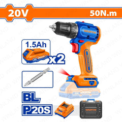Wadfow by Winland P20S/20V Lithium-Ion Brushless Cordless Drill WCDP552 WAD-CT