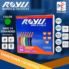 Royu THHN/THWN Stranded Wire 2mm² AWG14 Stranded 150 meters Pure Copper