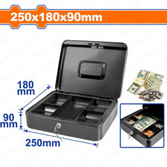 Wadfow by Winland 0.7L/1.4L/2.9L/4.1L/6.5L Volume Capacity Metal Safety Box For Money with 2pcs Keys