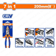 Wadfow by Winland 7-in-1 Multi-Function Combination Pliers 8in/200mm w/ Cr-V Material WPL1778 WAD-HT