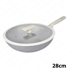 Masflex by Winland 24cm-28cm Non Stick Ultimate Forged Wok Pan with Glass Lid Induction Base