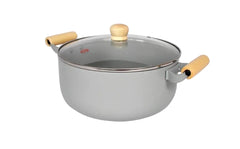 Slique Dutch Oven Pan 20cm | 24cm Stainless Steel Multi Layer Non-Stick Ceramic Coating-Grey