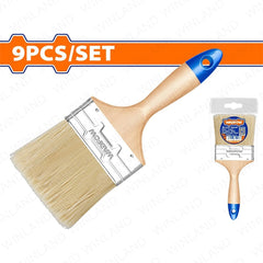 Wadfow by Winland 9PCS/Set 25mm-100mm Paint Brush For Oil-Based With Wooden Handle Wall WPB2491