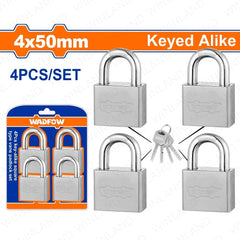 Wadfow Keyed-Alike Square Fin Type Vane Padlock Set 40mm-50mm with 4pcs Keys
