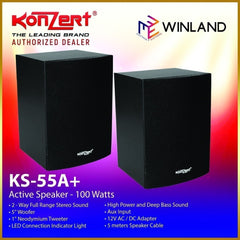 Konzert by Winland 2pcs Bookshelf Active 2-way Speaker System Audio Sound 100watts KS-55A+