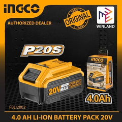 Ingco P20S 20V 4.0 Ah Lithium-Ion Battery Pack 4.0Ah Powershare for Cordless Power Tool
