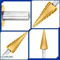 Wadfow Step Drill Cone Bits High Speed Steel 4-12mm / 4-20mm / 4-32mm / 6-35mm (WHT)