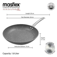 MASLFEX Forged Stone Non-Stick Fry Induction Frying Pan Suitable to All Stovetops 28cm