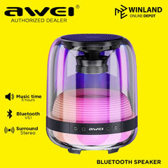 Awei by Winland Y386 Wireless Portable Bluetooth Speaker Symphony Lights 8W Dual Speakers w/ RGB LED