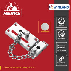 Herks by Winland Satin Stainless / Antique Brass Herks by Winland Double lock-Door Chain & Bolts